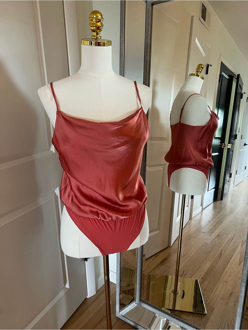 INTERMIX Pink Silk Bodysuit